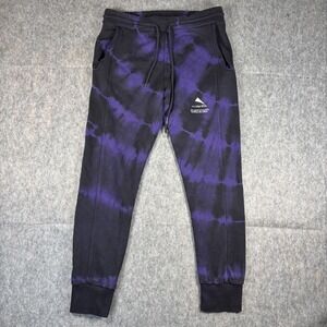 Mauna‎ Kea Sweatpant Joggers Men's Medium Black Purple Tie Dye Italy Surf